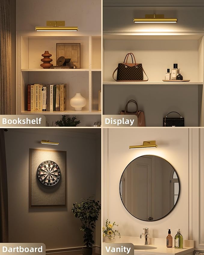 EZVALO Picture Light for Wall, ⁠13-Inch Wireless Rechargeable 4000mAh LED Art
