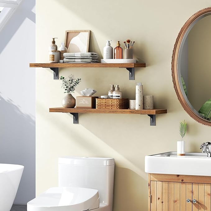 HOOBRO Floating Shelves for Wall, 23.6" Wall Mounted Shelves Set of 2, Hanging