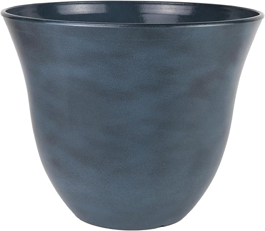 Classic Home and Garden by Growscape Honeysuckle Resin Planters - Lightweight Indoor & Outdoor Plant Pots - UV-Resistant Plastic Flower Pots - Pot Planters for Flowers & Herbs (13", Blue Jean)