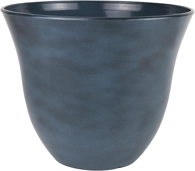 Classic Home and Garden by Growscape Honeysuckle Resin Planters - Lightweight Indoor & Outdoor Plant Pots - UV-Resistant Plastic Flower Pots - Pot Planters for Flowers & Herbs (15" Blue Jean)