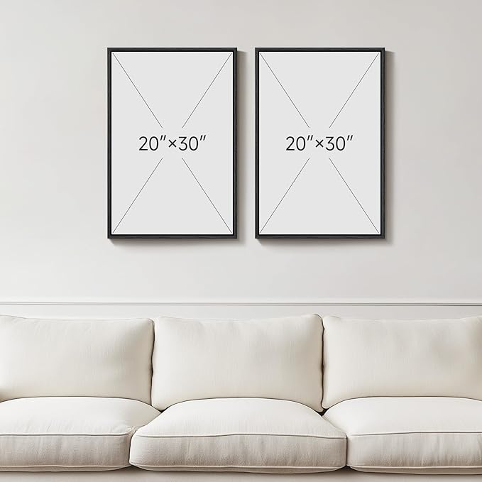 Framed Neutral Abstract Wall Art, 2 Piece Large Modern Black Beige Brown Canvas