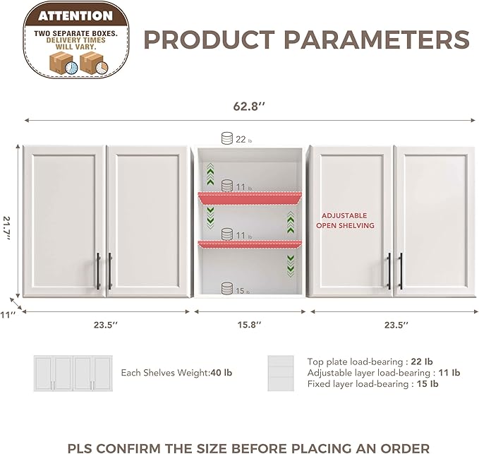 Furnaza Wall Cabinets for Laundry Room, Shaker Wall Mounted Kitchen Cabinets