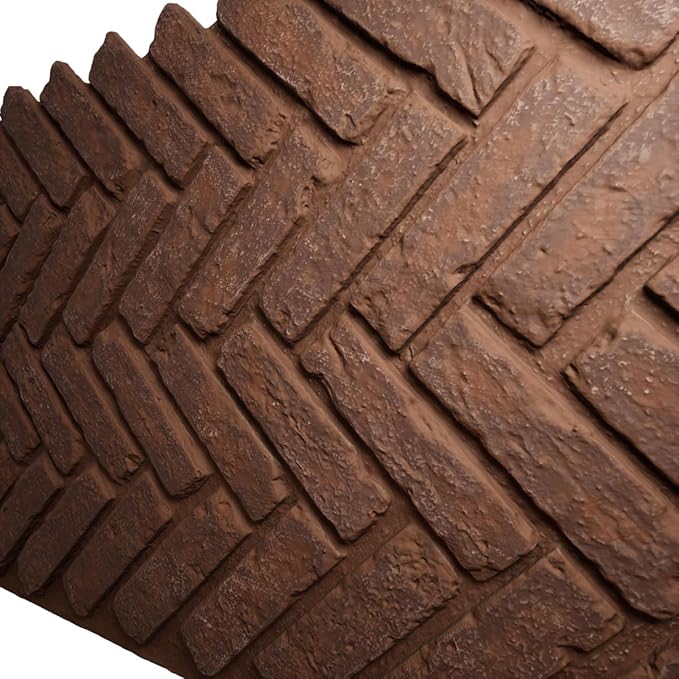 EverStone Herringbone Faux Brick Panel, 46 1/2"W x 25 1/4"H x 1"D, Pizzeria