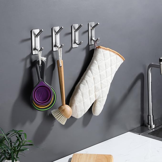 DELITON Adhesive Towel Hooks for Bathroom
