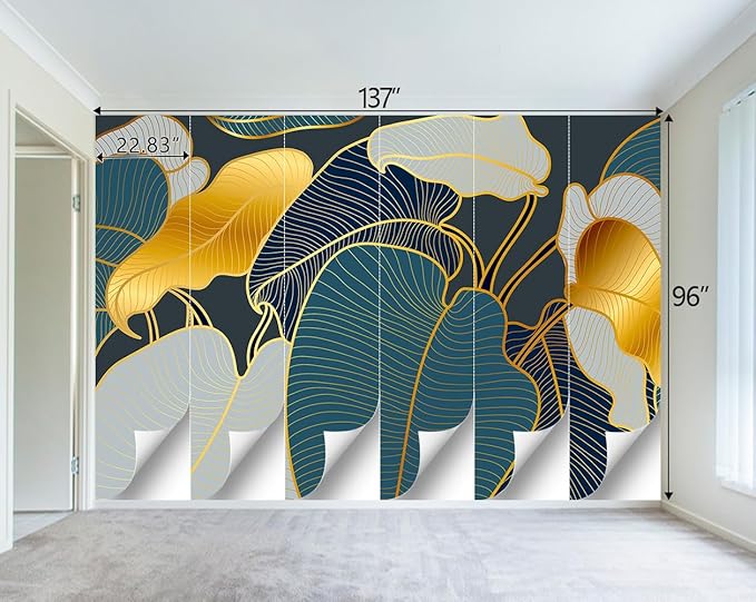 Golden Botanical Leaf wallpeper Living Room Bedroom wall Mural