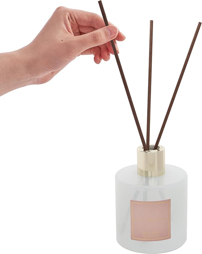 Cocorrína Reed Diffuser Sets- Satin Rose Scented Diffuser with Sticks Home Fragrance Reed Diffuser for Bathroom Shelf Decor