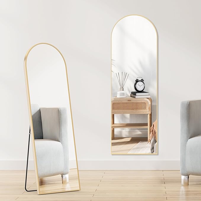 Sweetcrispy 59"x16" Arched Full Length Mirror, Leaning or Standing Full Body