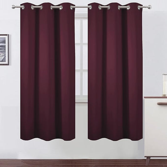 LEMOMO Burgundy Red Blackout Curtains/42 x 72 Inch/Set of 2 Panels Room