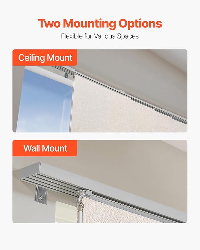 VEVOR Panel Track Blinds, Extendable Track from 45.8 in to 86 in W, Trimmable