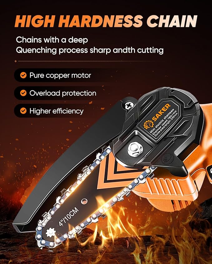 Saker Mini Chainsaw,2026 New Upgrade Portable Electric Chainsaws Cordless,Small Handheld Chain Saw Pruning Shears Chain Saws for Tree Branches,Courtyard and Garden
