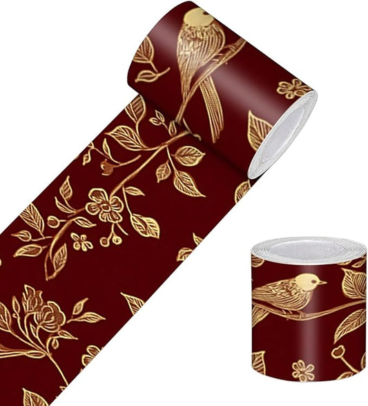 HOMETITUTE Wallpaper Border Peel and Stick Vintage Bird Motif Decorative Wall