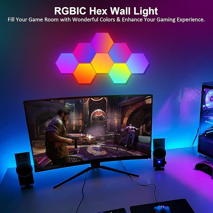 OJQ 8 Pack Hexagon Lights Wall RGB Panel