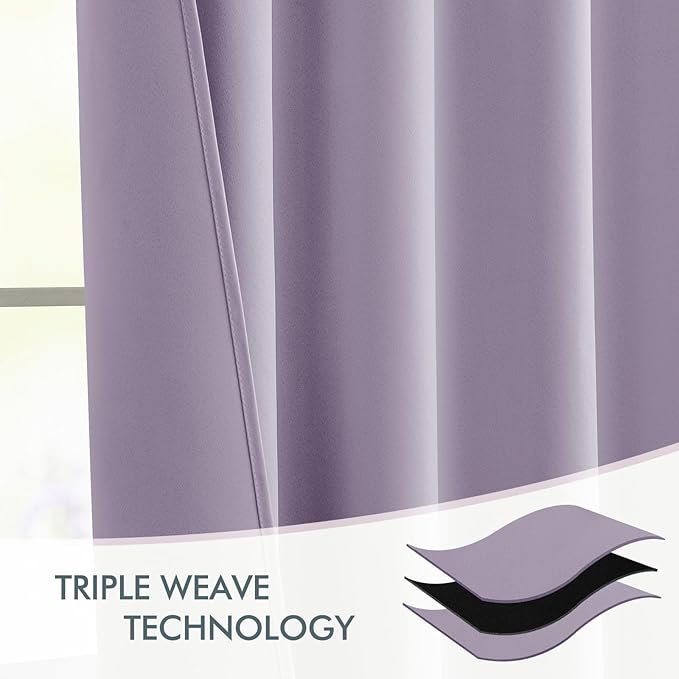MIULEE Lilac Back Tab Blackout Curtains 90 Inches Long 2 Panels Set