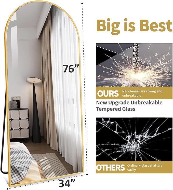 DMWOODFL Large Arched Full Length Mirror