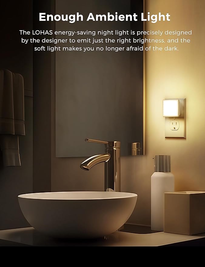 L LOHAS LED Night Lights Plug into Wall 2-Pack, 0.3W Plug in Night Light