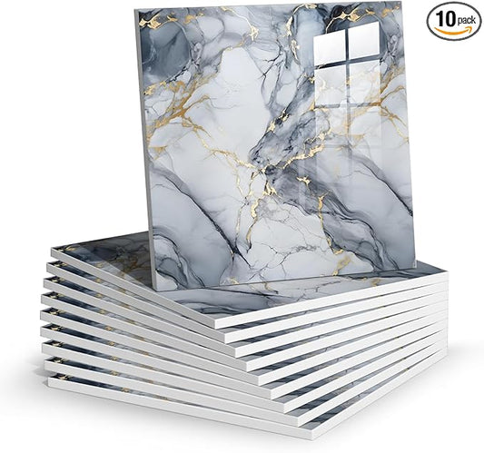 Chejiaye Thick 10pcs Marble Peel and Stick Backsplash Surface Waterproof Wall