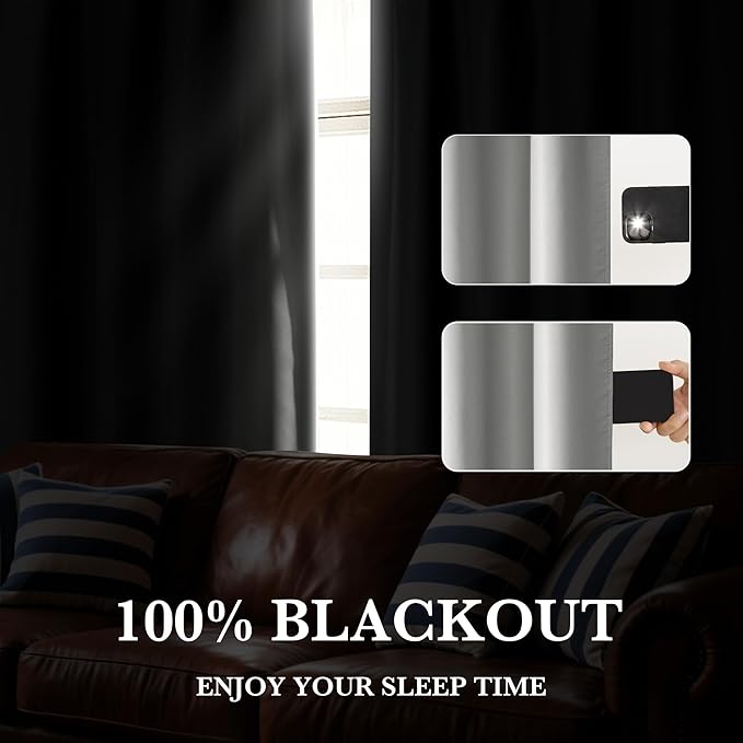 RYB HOME Bedroom Blackout Curtains 72 inches Long, 100% Blackout Thermal