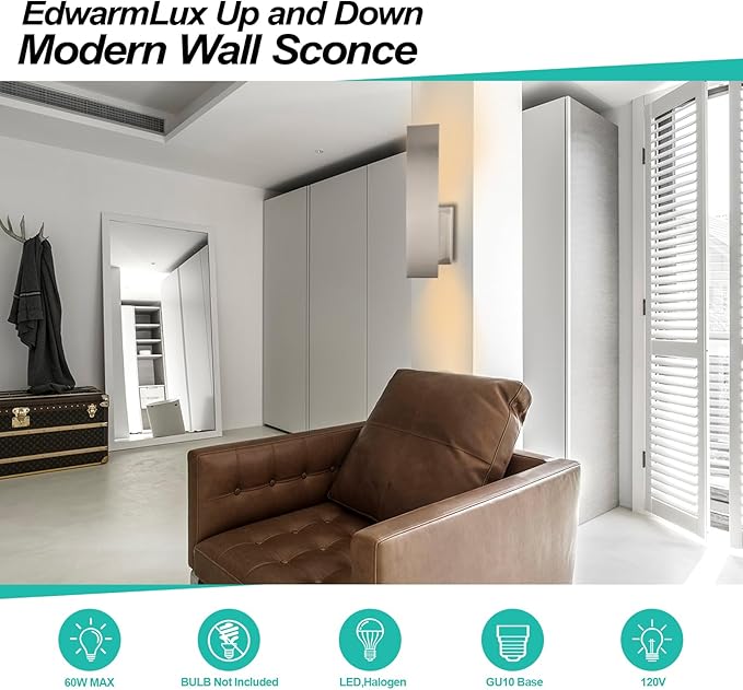 Edwarmlux Indoor Wall Sconces, Modern Wall Lights, Up and Down Wall Mount Light
