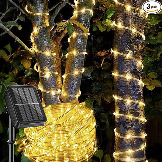 LairtPOW Solar Rope Light 3 Pack 39 FT 100 LEDs IP65 Waterproof Outdoor LED âSolar Outdoor Lights for Party Garden Yard Home Wedding Christmas Halloween Holiday Tree Decoration Lighting(3 Pack)