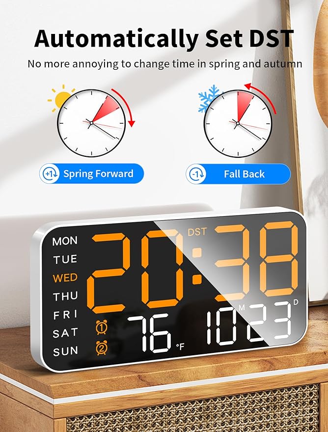 MASHI 8.4''Large Digital Wall Clock, Led Alarm Clock
