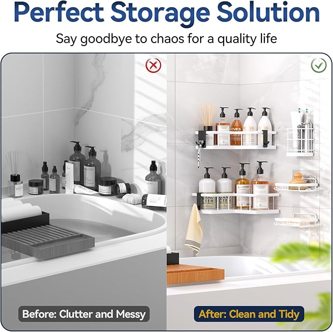 YASONIC Corner Shower Caddy, No Drilling Shower Shelf