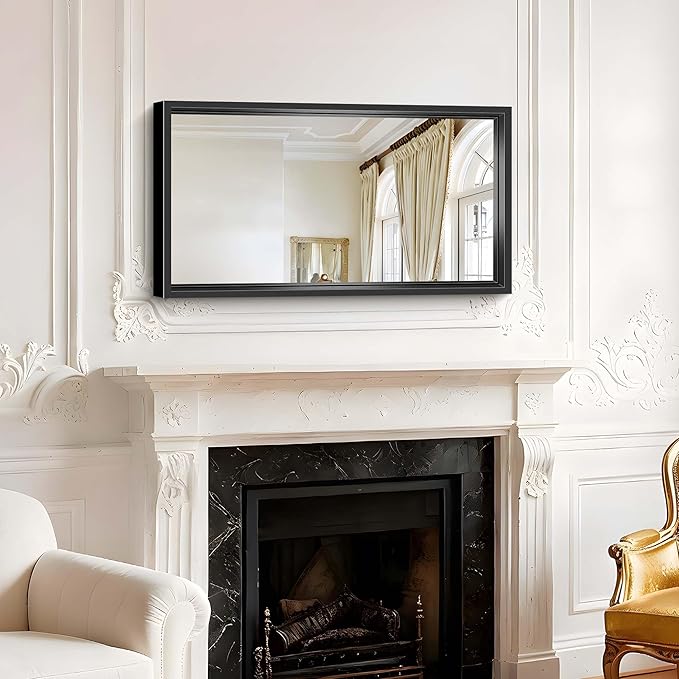 20x36 Inch Black Bathroom Mirror, Brushed Black Rectangle Mirror