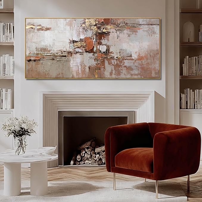 Brown and Gold Canvas Wall Art Colorful Abstract Minimalist Framed Prints