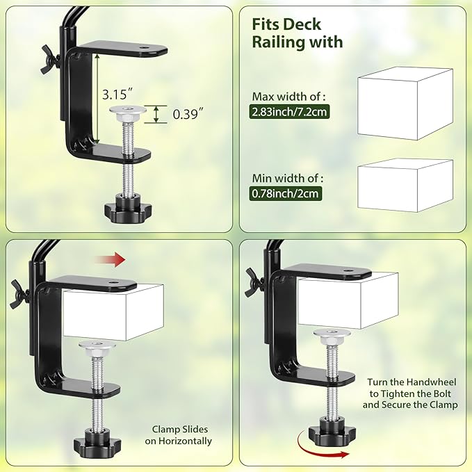 BOLITE Heavy Duty Deck Hook, 16 Inch Bird Feeder Hanger for Hummingbird Feeders, Planters, Lanterns, Wind Chimes, 360° Rotatable Arm, Black, Birthday Gifts for Women Men, Gifts for Mom Dad