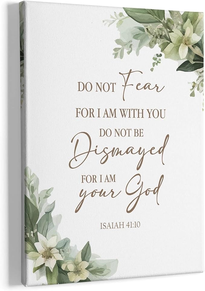 HIWX Christian Botanical Floral Wall Decor, Isaiah 41:10 Bible Verses Botanical