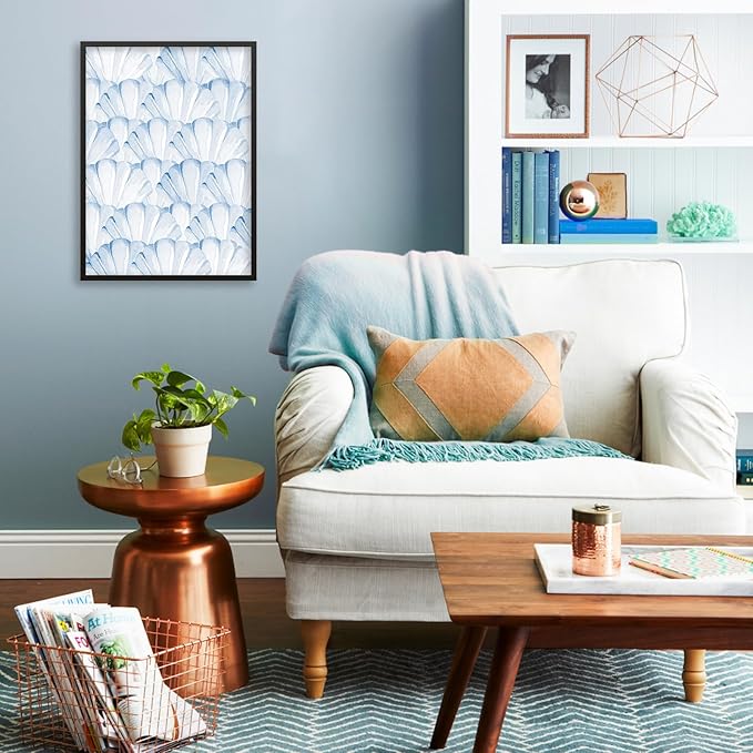 Light Blue Shell Poster Vintage Coastal Cowgirl Wall Art Modern Fashion Preppy
