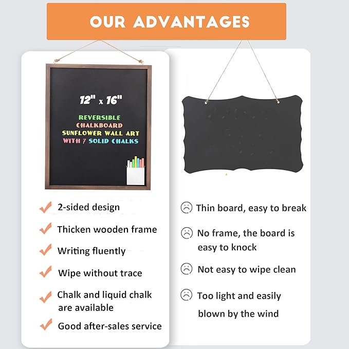 SELEAD 2-Pack Solid Wood Frame Chalkboard Signs