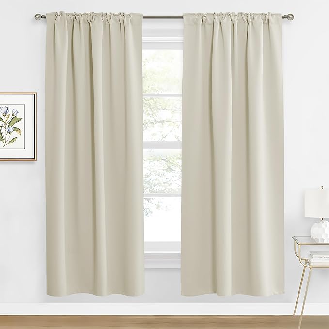 RYB HOME Blackout Curtains for Living Room, Back Tab & Rod Pocket Top
