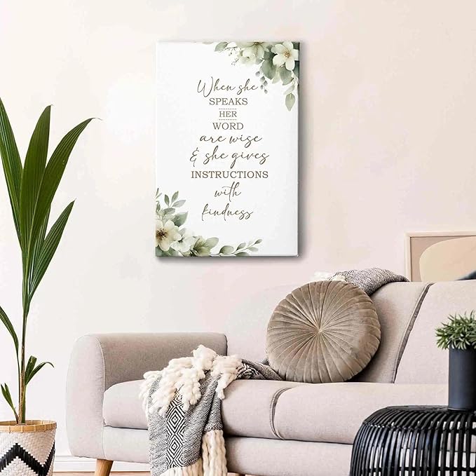 HIWX Christian Wall Decor, Sage Green Botanical Bible Verses Framed Canvas