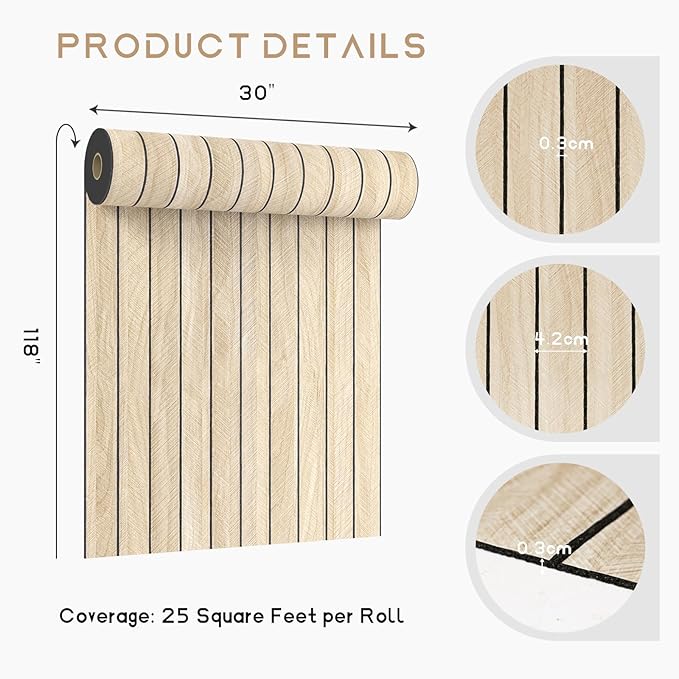 VEELIKE Large Roll Wood Wall Panels 30''x118'' White Oak Wood Slat Peel and