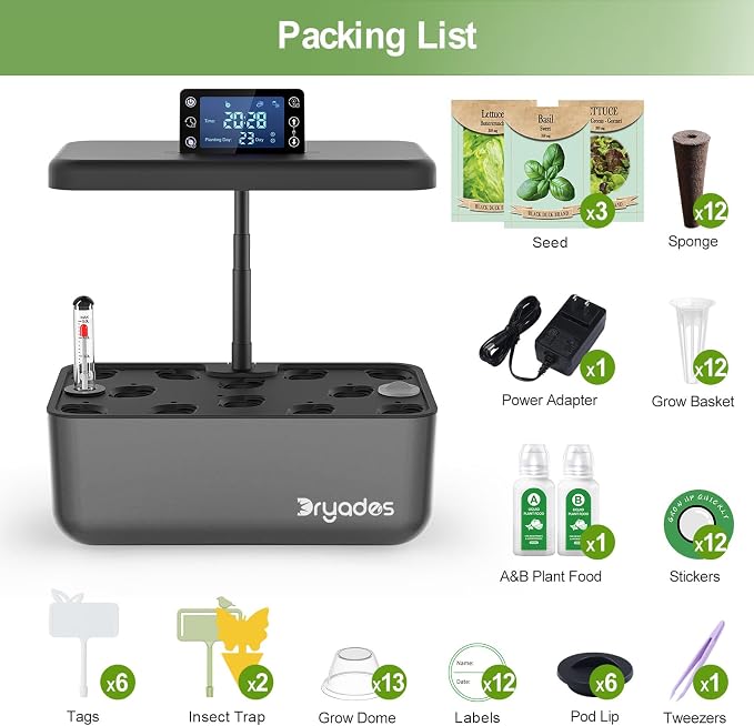 Hydroponics Growing System Kit with Seeds: 12 Pods Indoor Herb Garden Kit with LED Grow Light Plant Germination Kit Aeroponic Healthy Fresh Herbs Vegetables Hydroponic Planter for Home Kitchen Office
