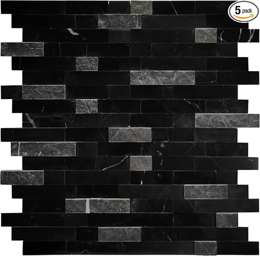 SUNWINGS 5-Sheet Peel and Stick Mosaic Natural 3D Stone Self Adhesive Marble