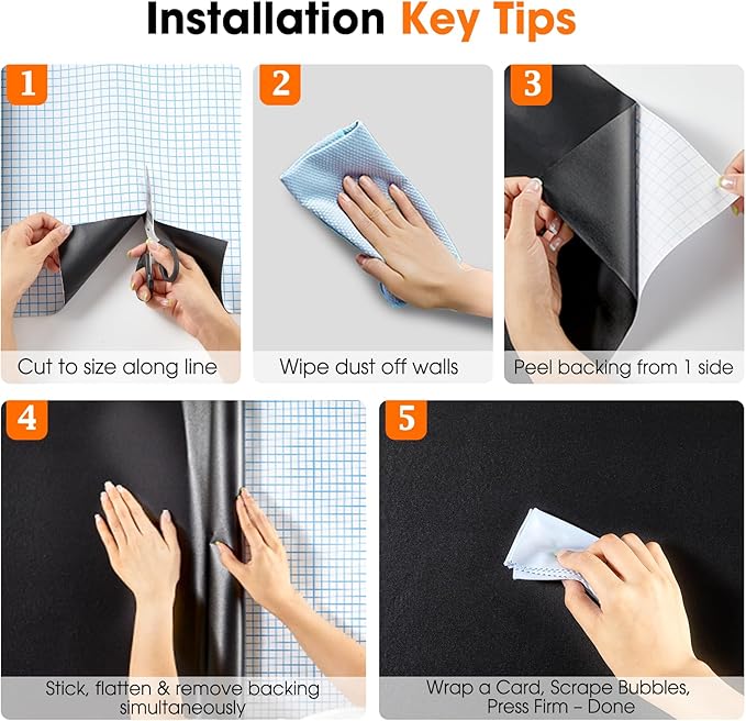 Chalkboard Wallpaper Peel and Stick, 35.4"x118.1" Blackboard Contact Paper Self