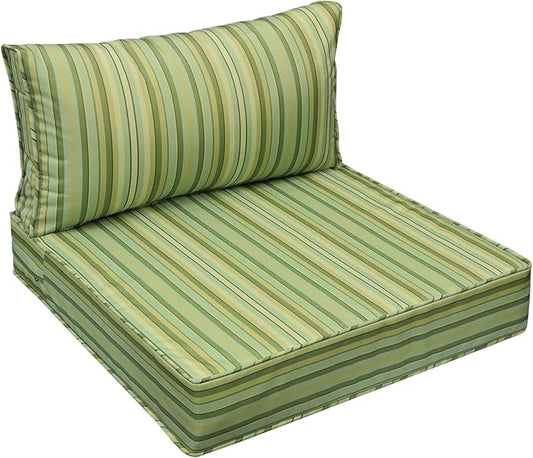 AAAAAcessories Outdoor Seat Cushions for Chairs, Fade-Resistant, Waterproof Patio Furniture Replacement Cushions, 23" x 23" x 5" + 23" x 13.5", Mossy Forest Stripe