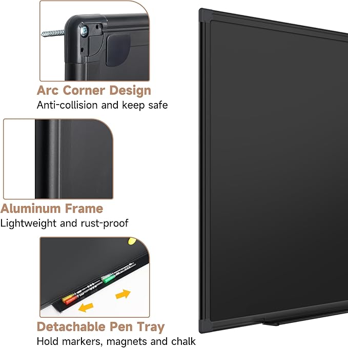 SELEAD Double-Sided Magnetic Chalkboard 48 x 24 Inches
