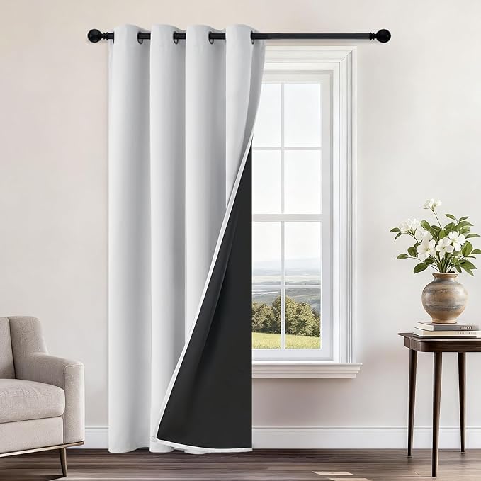Yakamok 100% Blackout Curtains 96 Inches Long, 2 Thick Layers Heat and Full
