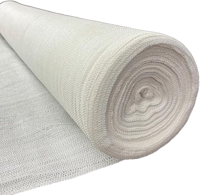 Farm Plastic Supply - White Shade Cloth - 50% - Mesh Fabric for Fence Privacy Screen, Garden Shade, Mesh Fence Screening, Shade Cloth Rolls, Wind Screen (6' x 125')