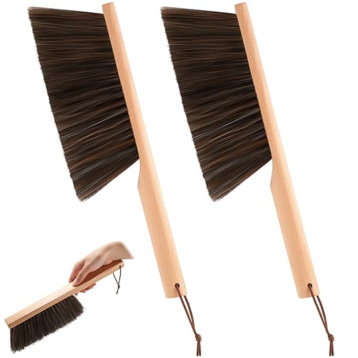 Baderke 2 Pcs Masonry Brush, Horsehair Brush Black Horsehair Fibers, 12.6 Inch Length Masonry Brush Tools for Texturing Concrete in Curbs Gutters and Other Hard to Reach Areas