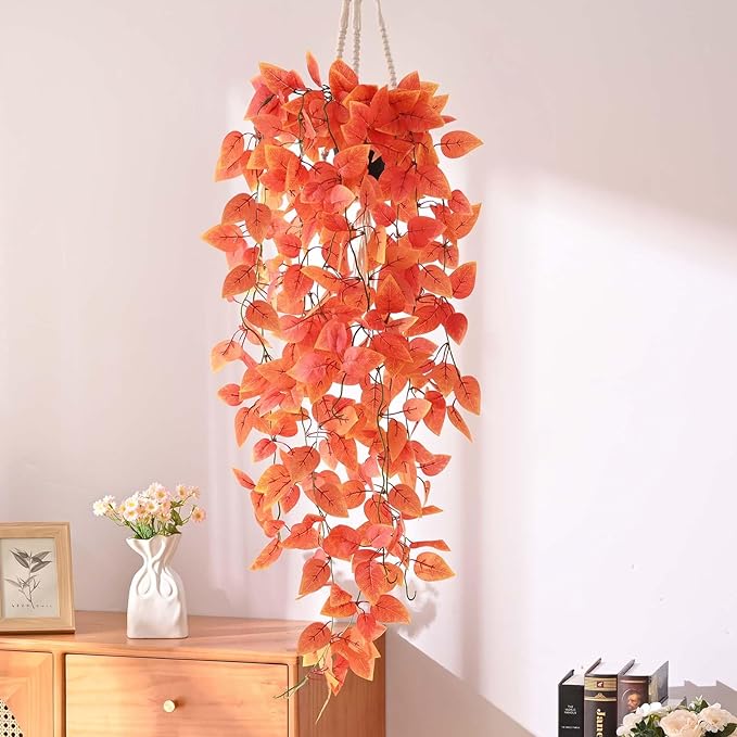 BLEUM CADE Fake Hanging Plants, Faux Orange Vines Hanging Plant