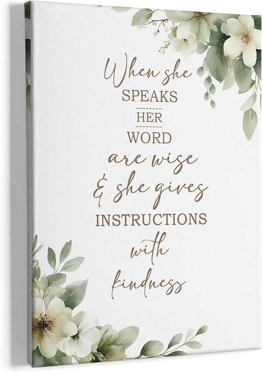 HIWX Christian Wall Decor, Sage Green Botanical Bible Verses Framed Canvas