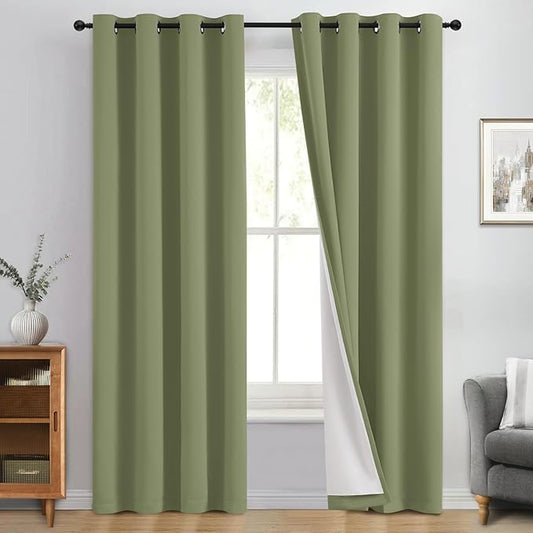 Yakamok 100% Blackout Curtain Panels 96 inches Cold and Light Blocking Drapes