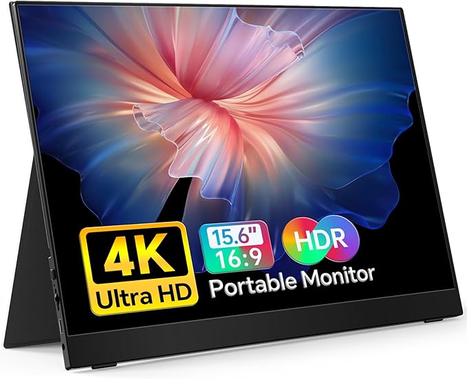 MNN 4K Portable Monitor 15.6" 3840x2160 UHD USB-C HDMI Laptop Monitor, 100% Adobe RGB IPS Computer Gaming Display HDR Travel Monitor w/Speakers & Smart Cover for Laptop Xbox PS5 Switch PC Phone