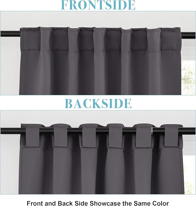 RYB HOME Blackout Curtains for Living Room, Back Tab & Rod Pocket Top