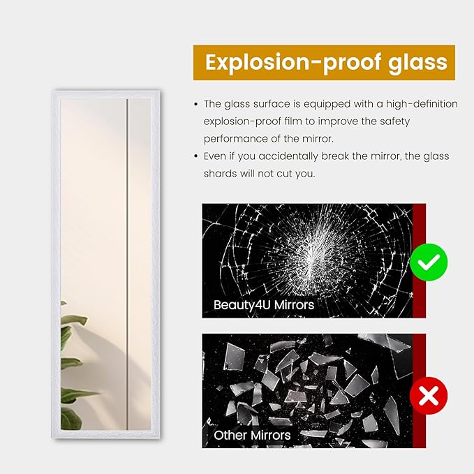 Beauty4U Full Length Mirror Wall Mirror Full Body Dressing Mirror Wall Mounted