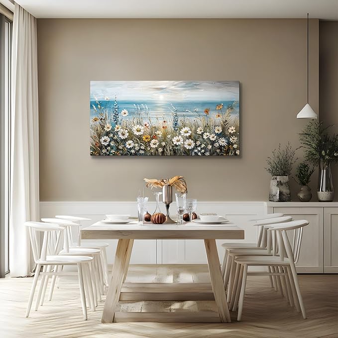 SERIMINO Large Wall Art for Living Room, Coastal Landscape Wall Decor, Beach