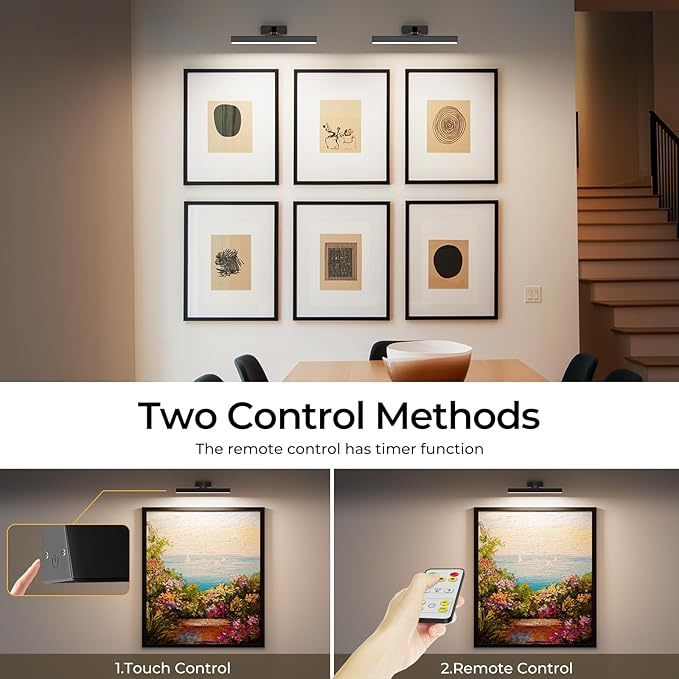 Afyuol Picture Lights for Wall, Battery Operated Gallery Light 16in for